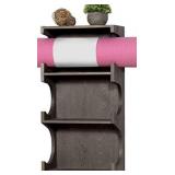 MyGift Wall Mounted Vintage Gray Wood 3-Tier Foam Roller, Yoga Mat Hanging Rack with Top Display Shelf