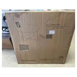 Walker Edison Cora Modern Round Faux Marble Top Coffee Table with X Base, 36 Inch, Marble and Black