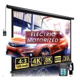 120" Motorized Projector Screen - Indoor and Outdoor Movies Screen 120 inch Electric 4:3 Projector Screen W/Remote Control