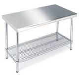 Seville Classics Stainless Commercial-Grade Work Table Steel Wire Shelf Kitchen NSF-Certified Storage, 49" W x 24" D x 35.5" H, Chrome