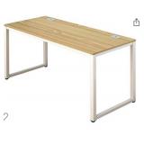 SHW Home Office 55-Inch Large Computer Desk, White Frame W/Oak Top
