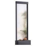 Alpine Corporation MLT102 Waterfall Fountain with Stones and Light, 24"L x 10"W x 72"H, Silver Mirror