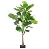 Fopamtri Artificial Fiddle Leaf Fig Tree 4.3 Feet Feaux Ficus Lyrata Plant with 44 Leaves Faux Plant for Indoor Outdoor Fake Plants