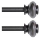 Turquoize 2 Pack 3/4-Inch Single Window Curtain Rod for Windows 48 to 84 with Decrative Urn Finail Window Treatment Drapery Rods Set Length Adjustable Petwer Curtain Rod, Pewter