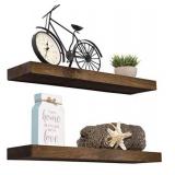 Floating Shelves Rustic Wood Wall Shelf USA Handmade | Set of 2 (Dark Walnut, 24" x 5.5")