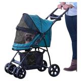 Pet Gear No-Zip Happy Trails Lite Pet Stroller for Cats/Dogs, Zipperless Entry, Easy Fold with Removable Liner, Safety Tether, Storage Basket + Cup Holder,