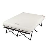 Coleman Camping Cot, Air Mattress, and Pump Combo | Folding Camp Cot and Air Bed with Side Tables and Battery Operated Pump- Retail $161.99