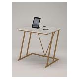 White Faux Marble and Gold Frame Computer Laptop Writing Study Desk Modern Home Office by RAAMZO