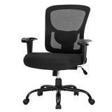 Big and Tall Office Chair 400lbs Desk Chair Mesh Computer Chair with Lumbar Support Wide Seat Adjust Arms Rolling Swivel High Back Task Executive Ergonomic Chair for Home Office (Black)