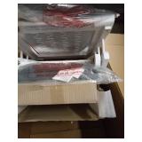 Storkcraft Premium Hoop Glider and Ottoman (White Base, Gray Cushion) â Padded Cushions with Storage Pocket, Smooth Rocking Motion, Easy to Assemble, Solid Hardwood Base- Retail $267