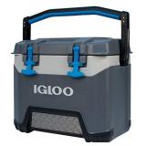 Igloo BMX 25 Quart Cooler with Cool Riser Technology, Fish Ruler, and Tie-Down Points - 11.29 Pounds - Carbonite Gray and Blue