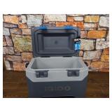 Igloo BMX 25 Quart Cooler with Cool Riser Technology, Fish Ruler, and Tie-Down Points - 11.29 Pounds - Carbonite Gray and Blue