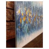 AMEI Art Paintings,24x60Inch 3D Hand Painted On Canvas Oversized Gold Blue Abstract Seascape Artwork Texture Palette Knife Oil Paintings Modern Home Decor Wall Art Stretched and Framed Ready to Hang