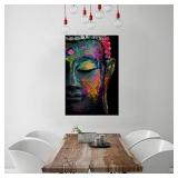 Buddha Wall Art Canvas Painting for Living Room Decorations Colorful Buddha Face Prints Artwork Zen Decor Thai Religion Modern Meditation Study Room Bedroom Framed Posters Yoga Picture 32x48 Inch