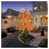 Lightshare LED Lighted Maple Tree - Dotted with 120 Warm White LED Lights, 5.5 ft, Orange