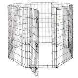 Amazon Basics Foldable Metal Pet Dog Exercise Fence Pen With Door Gate - 60 x 60 x 48 Inches, Black