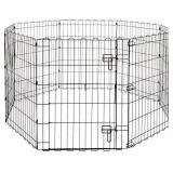 Amazon Basics Foldable Metal Pet Dog Exercise Fence Pen With Door Gate - 60 x 60 x 30 Inches, Black
