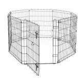 Amazon Basics Foldable Metal Pet Dog Exercise Fence Pen With Door Gate - 60 x 60 x 30 Inches, Black