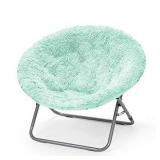 Urban Shop Oversized Mongolian Faux Fur Saucer Chair, Mint