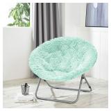 Urban Shop Oversized Mongolian Faux Fur Saucer Chair, Mint