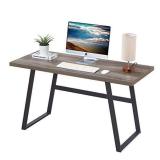 BON AUGURE Rustic Wood Computer Desk, Modern Home Office Desks, Wood and Metal Study Writing Desk Table (55 Inch, Grey Oak)