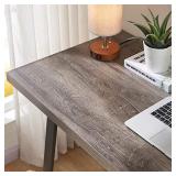 BON AUGURE Rustic Wood Computer Desk, Modern Home Office Desks, Wood and Metal Study Writing Desk Table (55 Inch, Grey Oak)