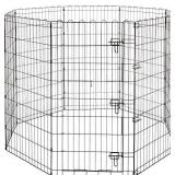 Amazon Basics Foldable Metal Pet Dog Exercise Fence Pen With Door Gate - 60 x 60 x 48 Inches, Black