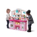 Step2 Fun with Friends Kitchen | Pink Kitchen with Realistic Lights & Sounds |Play Kitchen Set | Pink Kids Kitchen Playset & 45-Pc Kitchen Accessories Set