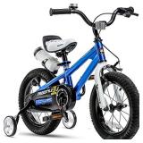 RoyalBaby Kids Bike Boys Girls Freestyle BMX Bicycle with Training Wheels Gifts for Children Bikes 12 Inch Blue