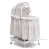 Simmons Kids Deluxe Hands-Free Auto-Glide Bedside Bassinet - Portable Crib Features Silent, Smooth Gliding Motion That Soothes Baby, Embossed Paisley