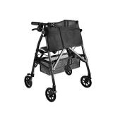 Stander EZ Fold-N-Go Rollator Short, Lightweight Junior Folding Walker for Seniors and Adults, Petite Walker with Wheels and Seat, Black Walnut