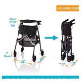 Stander EZ Fold-N-Go Rollator Short, Lightweight Junior Folding Walker for Seniors and Adults, Petite Walker with Wheels and Seat, Black Walnut