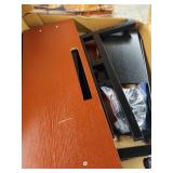 Mind Reader Mobile Sitting Standing Desk Rolling Reversible Home Office Laptop Workstation with Side Storage, Locking Wheels, X-Large, Cherry Oak