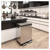 iTouchless 16 Gallon Kitchen Dual Step Trash Can & Recycle Bin, Stainless Steel, includes Softstep 60 Liter/16 Gal Removable Inner Buckets, Soft Close Lid and Airtight, for Home, Office, Business