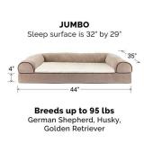 Furhaven Memory Foam Pet Bed for Dogs and Cats - Sofa-Style Sherpa and Chenille Couch Dog Bed with Removable Washable Cover, Cream, Jumbo (X-Large)