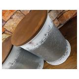 Hallops Farmhouse Accent Side Table - Galvanized Rustic End Table. Metal Storage Bin Wood Cover. Coffee or Cocktail Table. Nesting Pieces Two - Distressed White