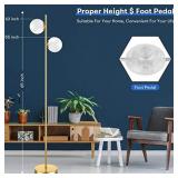 Mid Century Modern 2 Frosted Glass Globe Floor Lamp for Living Room,Contemporary LED Standing Light, Gold Corner Pole Lamp for Office Bedroom, Study Room, Hotel, Antique Brass Standing lighting