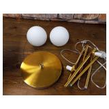 Mid Century Modern 2 Frosted Glass Globe Floor Lamp for Living Room,Contemporary LED Standing Light, Gold Corner Pole Lamp for Office Bedroom, Study Room, Hotel, Antique Brass Standing lighting