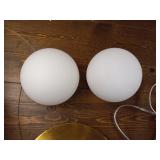 Mid Century Modern 2 Frosted Glass Globe Floor Lamp for Living Room,Contemporary LED Standing Light, Gold Corner Pole Lamp for Office Bedroom, Study Room, Hotel, Antique Brass Standing lighting