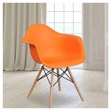 Flash Furniture Alonza Series Orange Plastic Chair with Wooden Legs