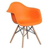 Flash Furniture Alonza Series Orange Plastic Chair with Wooden Legs