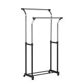 Honey-Can-Do GAR-01119 Adjustable Flared Double Garment Rack, Black/Chrome