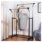 Honey-Can-Do GAR-01119 Adjustable Flared Double Garment Rack, Black/Chrome