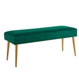 Ball & Cast Bench, 16" W x 44" D x 18" H, Emerald,Golden Powder Coating Legs