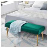 Ball & Cast Bench, 16" W x 44" D x 18" H, Emerald,Golden Powder Coating Legs