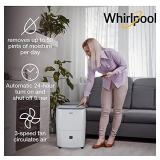 Whirlpool 50 Pint Portable Dehumidifier with Built-In Pump, 24-Hour Timer, Auto Shut-Off, Easy-Clean Filter, and Auto-Restart | For Bathrooms, Basements, and Bedrooms | WHAD50PCW