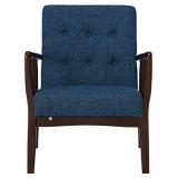 Christopher Knight Home Conrad Fabric Mid-Century Birch Club Chair, Indigo Weave and Dark Espresso