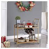 FirsTime & Co. Francesca Bar Cart, 32"H x 15"W x 12.25"D, Gold