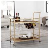 FirsTime & Co. Francesca Bar Cart, 32"H x 15"W x 12.25"D, Gold