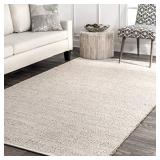 nuLOOM Elfriede Handwoven Solid Jute Rug, 3
